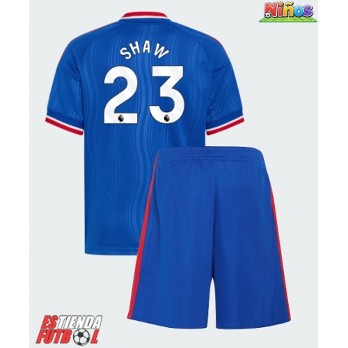 Manchester United Luke Shaw #23 Segunda Equipación Niños 2026-27 Manga Corta (+ Pantalones cortos)